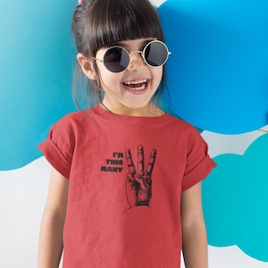 I&#39;m This Many 3-Year-Old Kids&#39; Birthday Cotton Shirt, Birthday Party, Birthday Gift Idea, Kid Gift Idea, Toddler Gift Idea