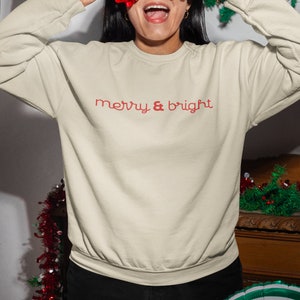 Merry & Bright Unisex Heavy Blend Crewneck Sweatshirt, Christmas Sweatshirt, Holiday Sweatshirt
