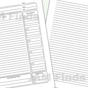 Meeting Notes Template Printable, Business Note Taking, Meeting Minutes, Letter, Instant ...