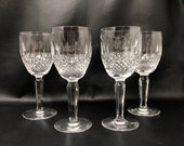 1980s Waterford Colleen Tall Stem Claret Wine Glasses, Crystal Set of 4 Wine Glasses, Vintage Irish Crystal, Made in Ireland, Glass