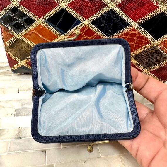 Patchwork Reptile Alligator Leather Box Purse Top… - image 16