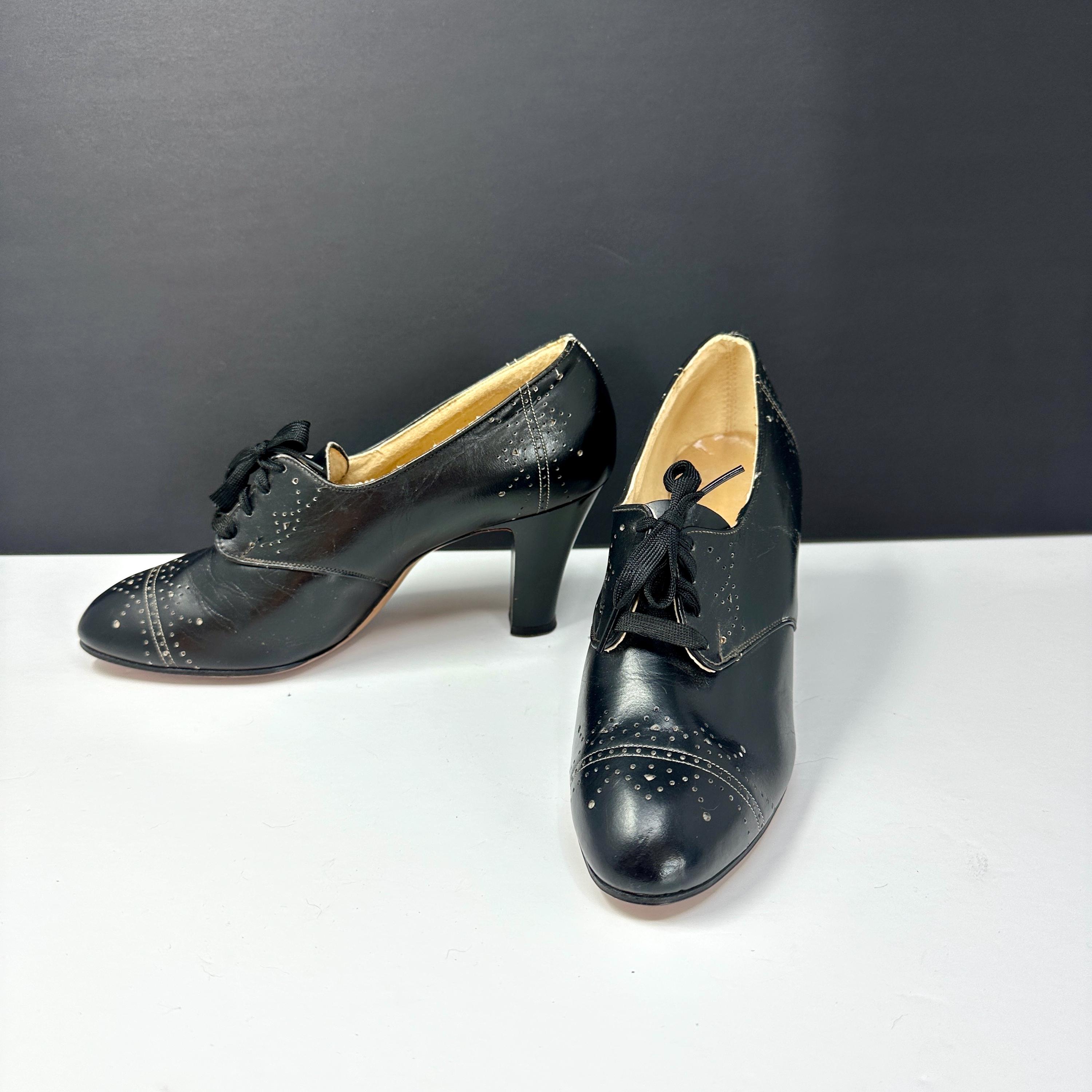 Vintage 1930\'s SZ 4 Women Erik Edwards Brown Leather Oxford Shoes Heels Scuffed Seven boat shoes compared: Quoddy, Yuketen, Paraboot, Sebago  main image 2