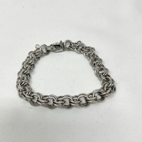 JB Sterling Silver Charm Bracelet  7 1/2", Vintag… - image 1