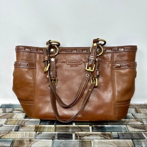 Coach Brown Leather Gallery Tote Bag 11229, Vintage Brown Leather