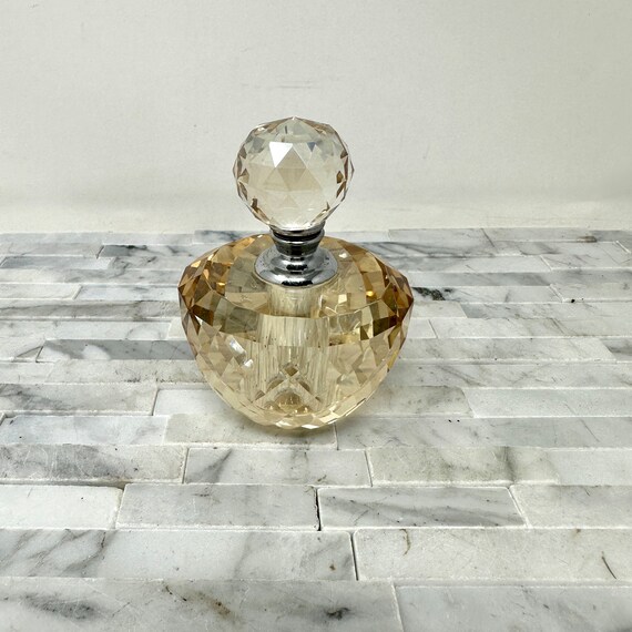 Oleg Cassini Crystal Perfume Bottle Vintage 1980s Cut Crystal