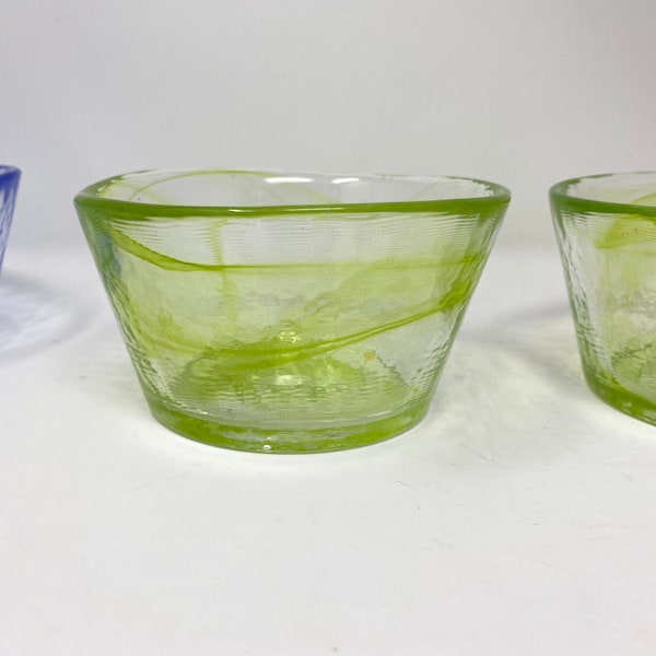 Kosta Boda UHV Ulrica Hydman Vallien MINE Pink Blue Green Bowl Glass Series, Scandanavian Nordic Glass Bowls, Vintage Kitchen Decorative