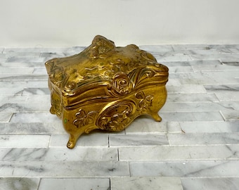 B&W Brainard Wilson Gold Brass Jewelry Casket Box 175