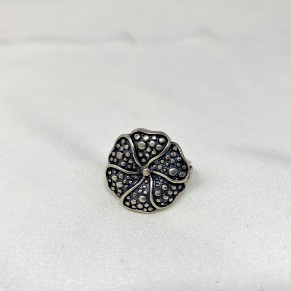 Sterling Flower Blossom Ring, Vintage 925 Sterlin… - image 1