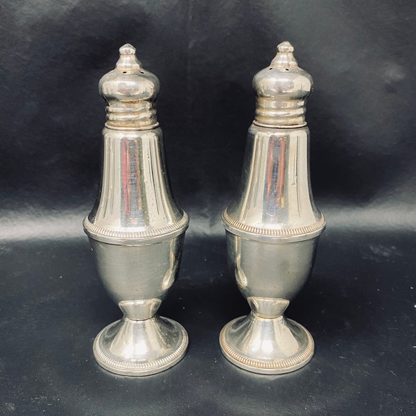 Duchin Creations Sterling Silver Salt Pepper Shakers, Vintage 1960s Weighted Silver Pair, Sterling Shaker Set, Formal Dining Shaker Set
