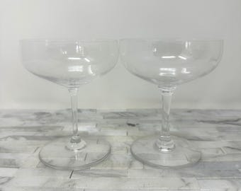 Baccarat Perfection Champagne Tall Sherbet Glasses Pair, Vintage Lead Crystal Elegant Classic Minimalist Stemware, Blown Glass France