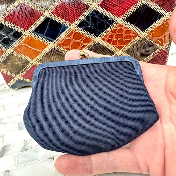 Patchwork Reptile Alligator Leather Box Purse Top… - image 14