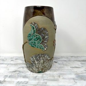 Hand Crafted Indonesian Brown Terracotta Jar and Lid - Cloud Bamboo Frog