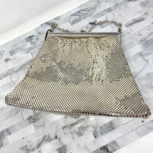 Whiting & Davis Silver Metal Mesh Purse, Vintage Top Handle Hand Carry Evening Bag, Classic Fashion Purse, American Made Event Gala Gift Her