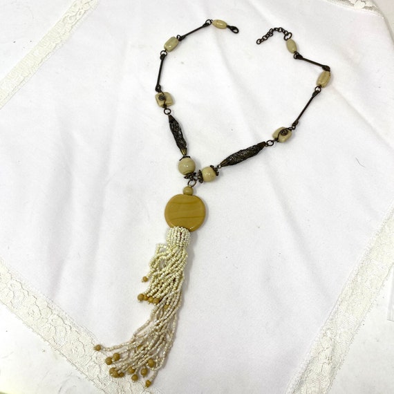 Bohemian Tassel Pendant Necklace, Vintage Boho Co… - image 2