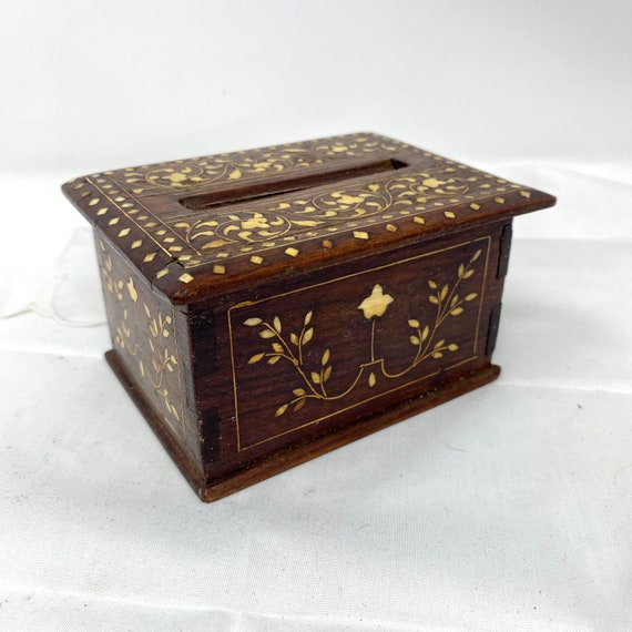 Indian Inlay Wood Cigarette Box Antique Cigarette Dispense Etsy