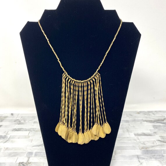 Anthropologie Serafina Bib Necklace 17 Vintage Brushed Gold Leaf