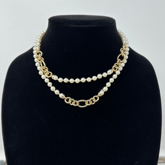 Anne Klein Faux Pearl Double Strand Necklace 15",… - image 2