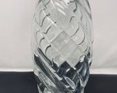Vintage Baccarat Cyrille Swirl Optic Flower Vase, Lead Crystal Vase France, French Decor, Thick Crystal Floral Vase