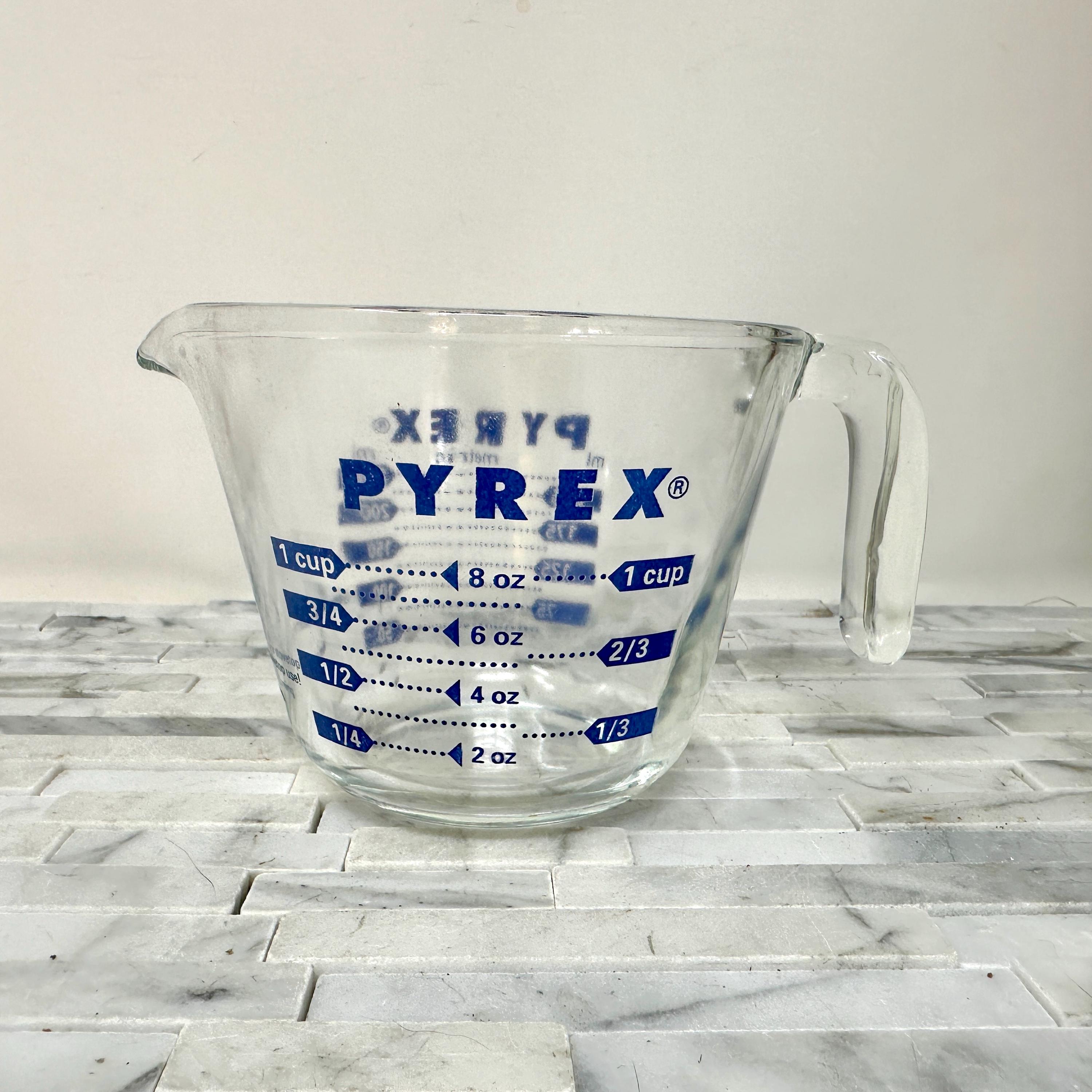 Blue PYREX Cup Measuring Cup, Vintage Corning Open Handle Clear Glass  Measuring Cup, Kitchen Glassware Small Measuring Cup