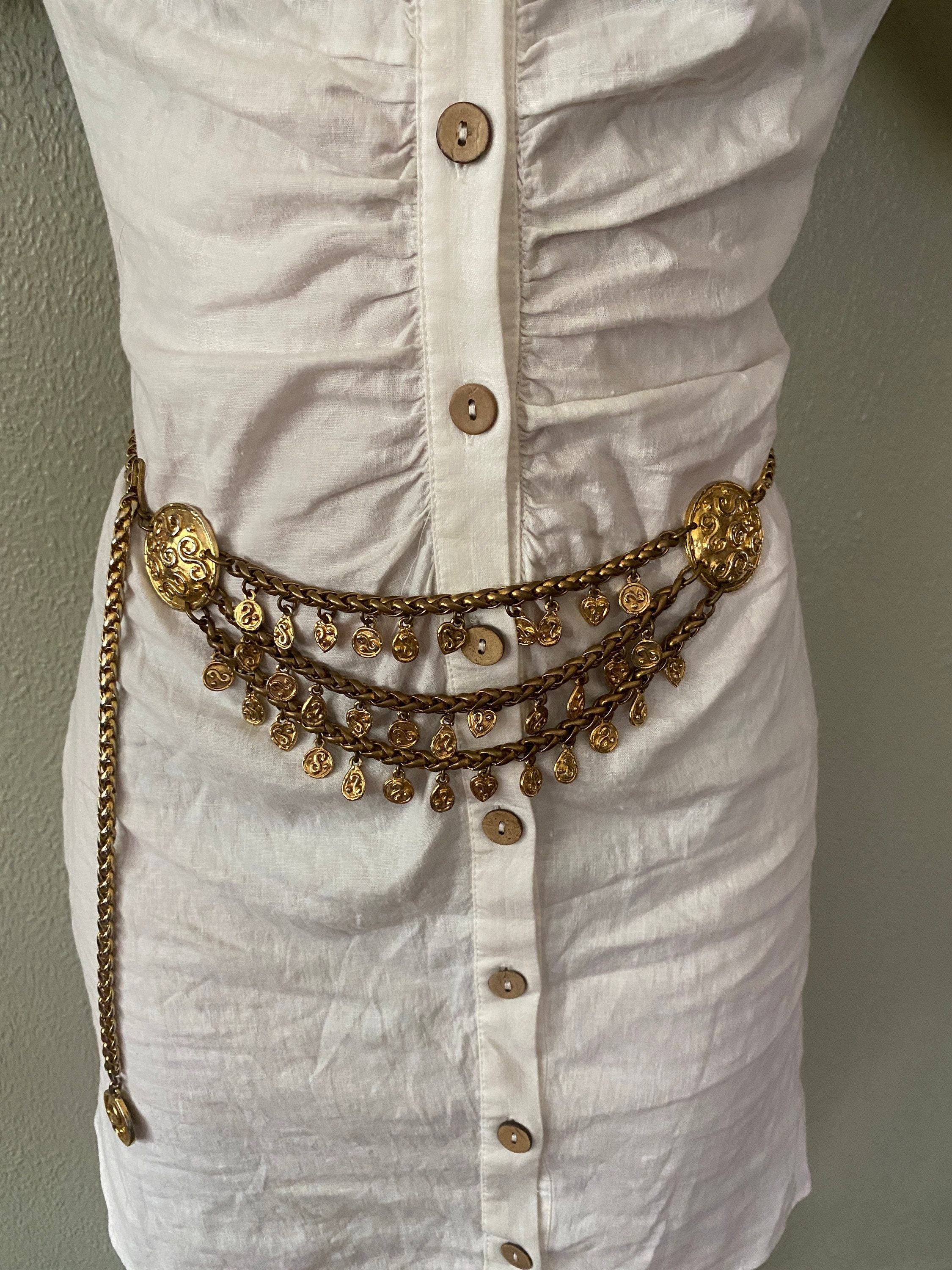 Edouard Rambaud Paris Gold Flower Link Belt Necklace Vintage Statement Accessory Vintage 1980 main image 4