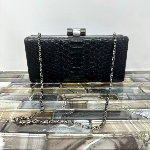 Urban Expressions - Black Box Clutch - Snake-Embossed Clutch - Lulus
