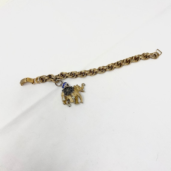 Napier Gold Plate Elephant Charm Bracelet, Vintag… - image 2