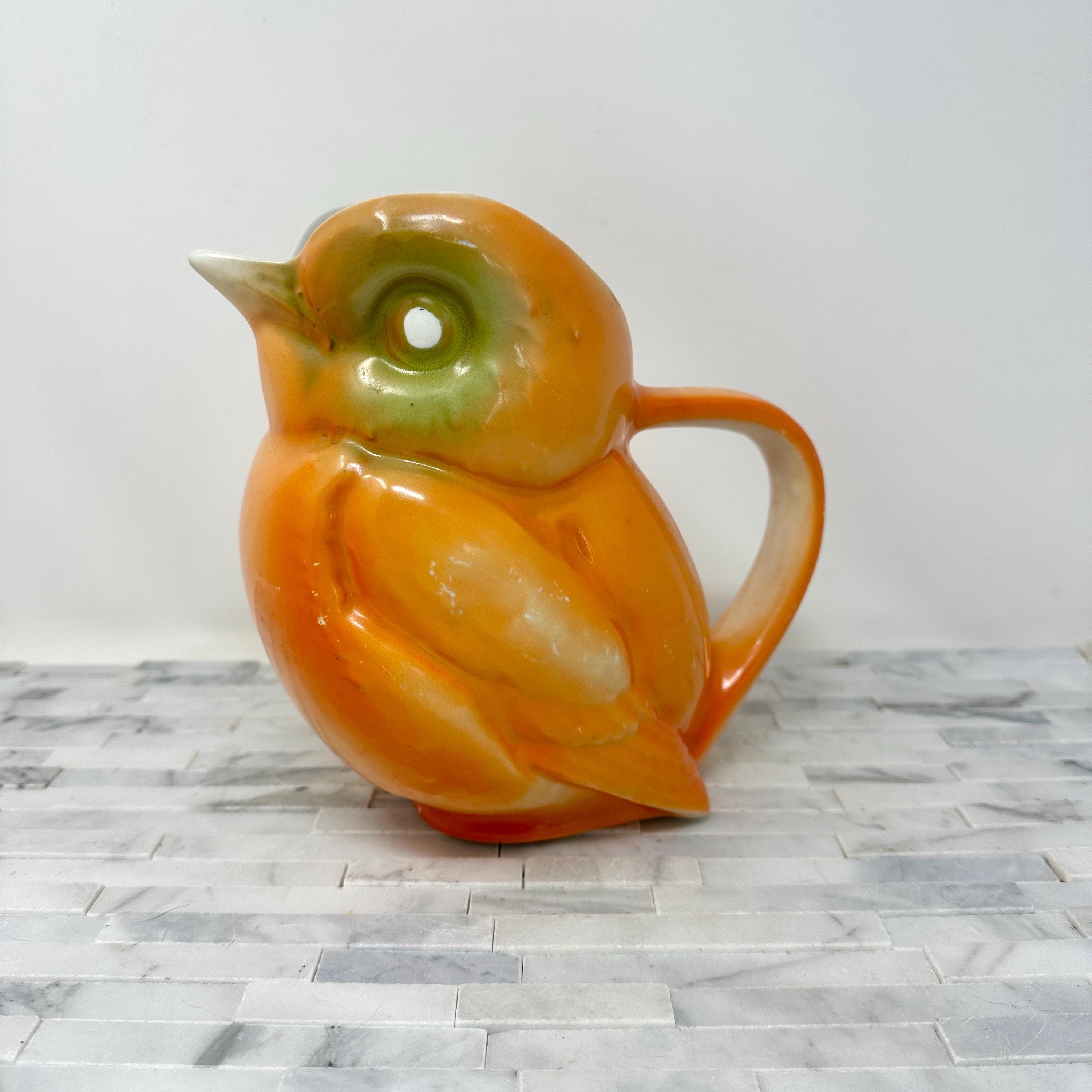 フランス アンティーク Le Petit Baigneurs ロブスター 陶器 Antique Sevres Orange Robin Pitcher 7