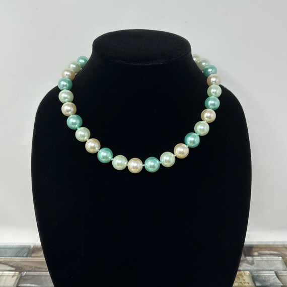 Kissaka Pastel Faux Glass Pearl Necklace Single S… - image 2