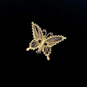 Gold Tone Wire Butterfly Brooch, Vintage Filigree Butterfly Pin, Costume Jewelry, Garden Insect Butterfly Lapel Pin, Gift for Her Dainty