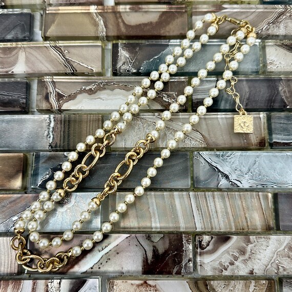 Anne Klein Faux Pearl Double Strand Necklace 15",… - image 8