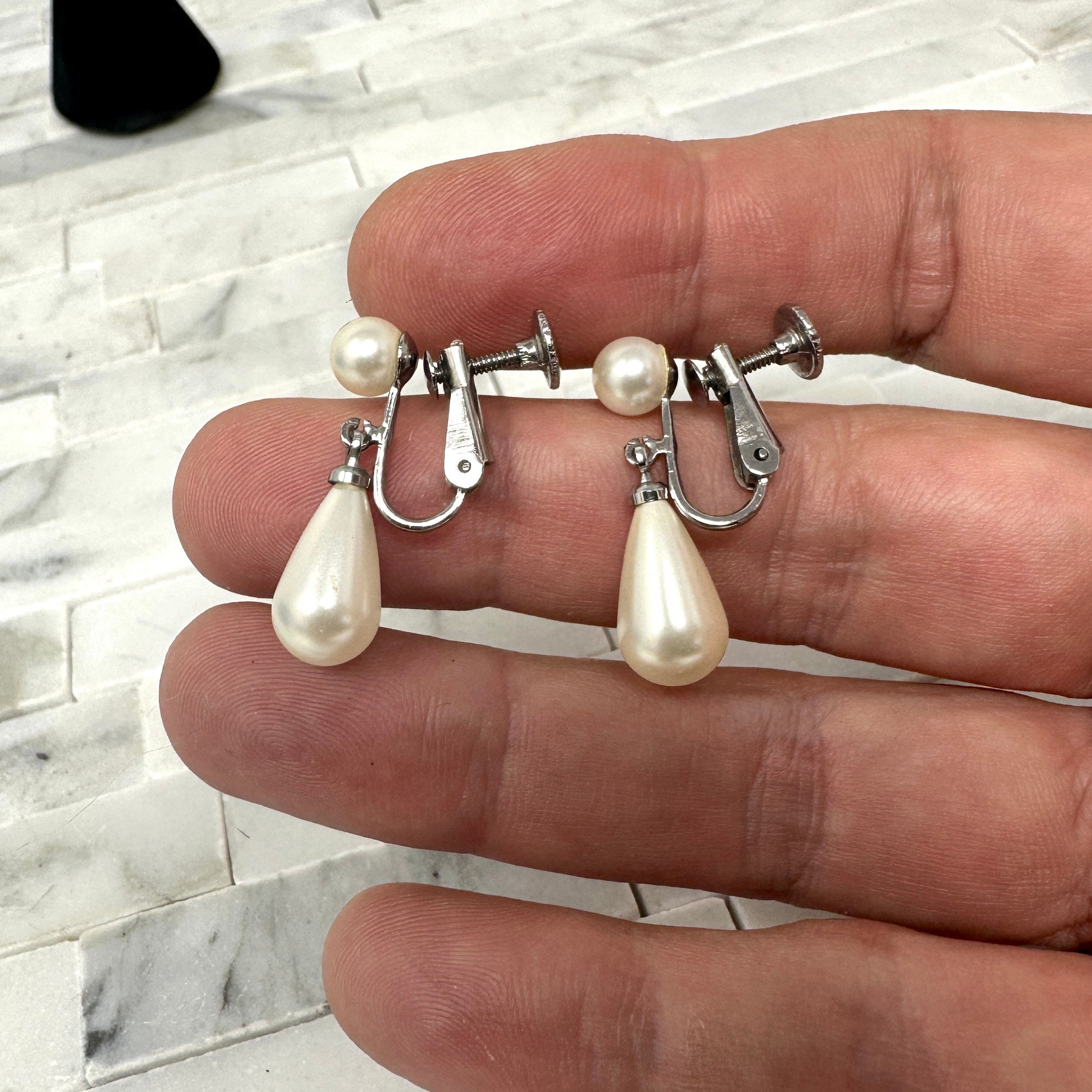 Richelieu Faux Pearl Teardrop Earrings Vintage 1950s Screw Back Classic Pearl Earrings Costume Jewelry Dangle Non Pierced Gift for Her Etsy