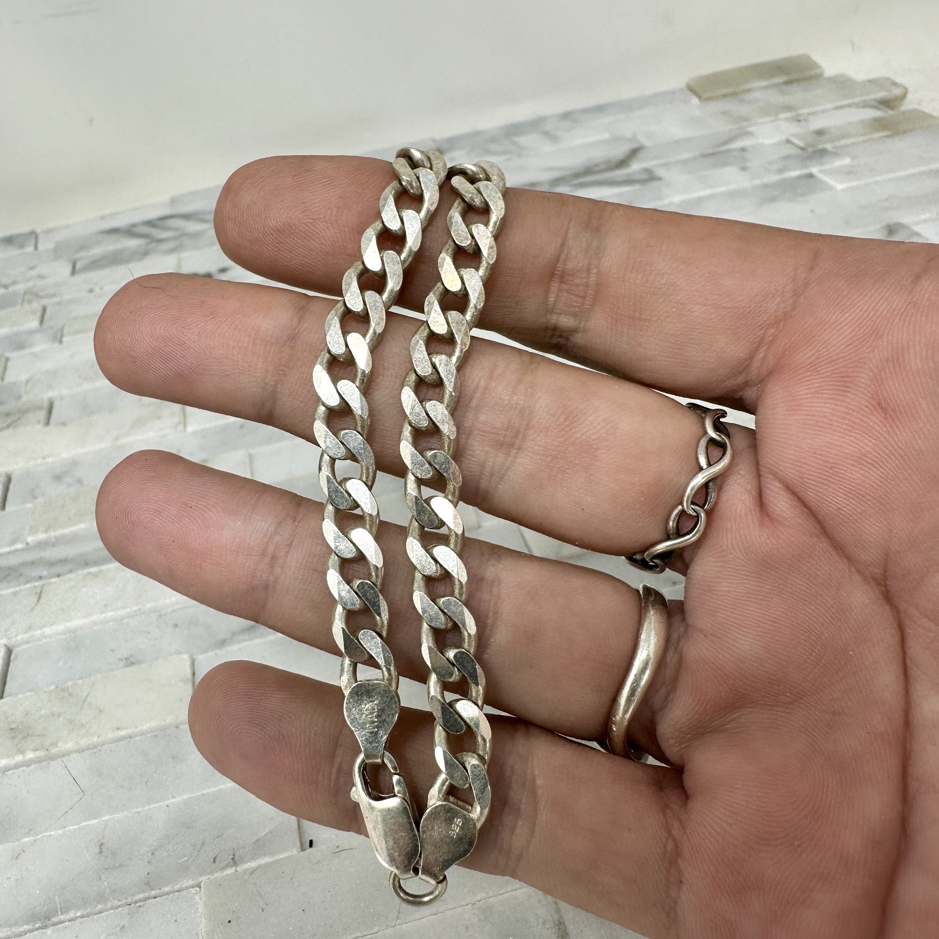 925 Sterling Silver Curb Chain Bracelet 8