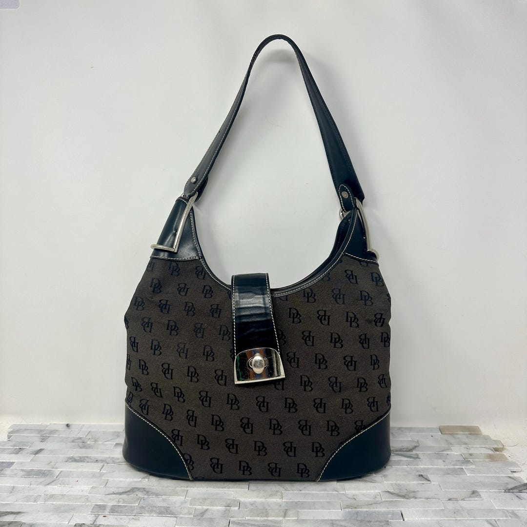 Dooney & Bourke Black and Brown Leather Hobobag DBH216DooneyHobo.jpg main image 3