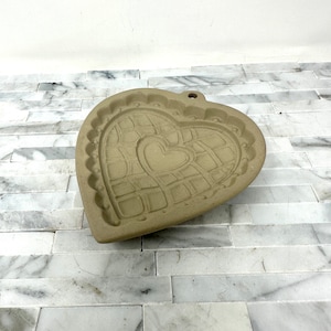 1999 Wilton Clay Heart Cookie Mold, Vintage 1990s Clay Decorative Mold, American Folk Art Baking Mold, Vintage Kitchen Cookie Art Molds