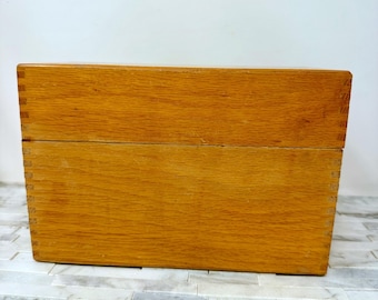 Mid Century Hedges Manufacturing Large Index Card Recipe Box 458 8 3/4"x6" Vintage Dovetail Joints
