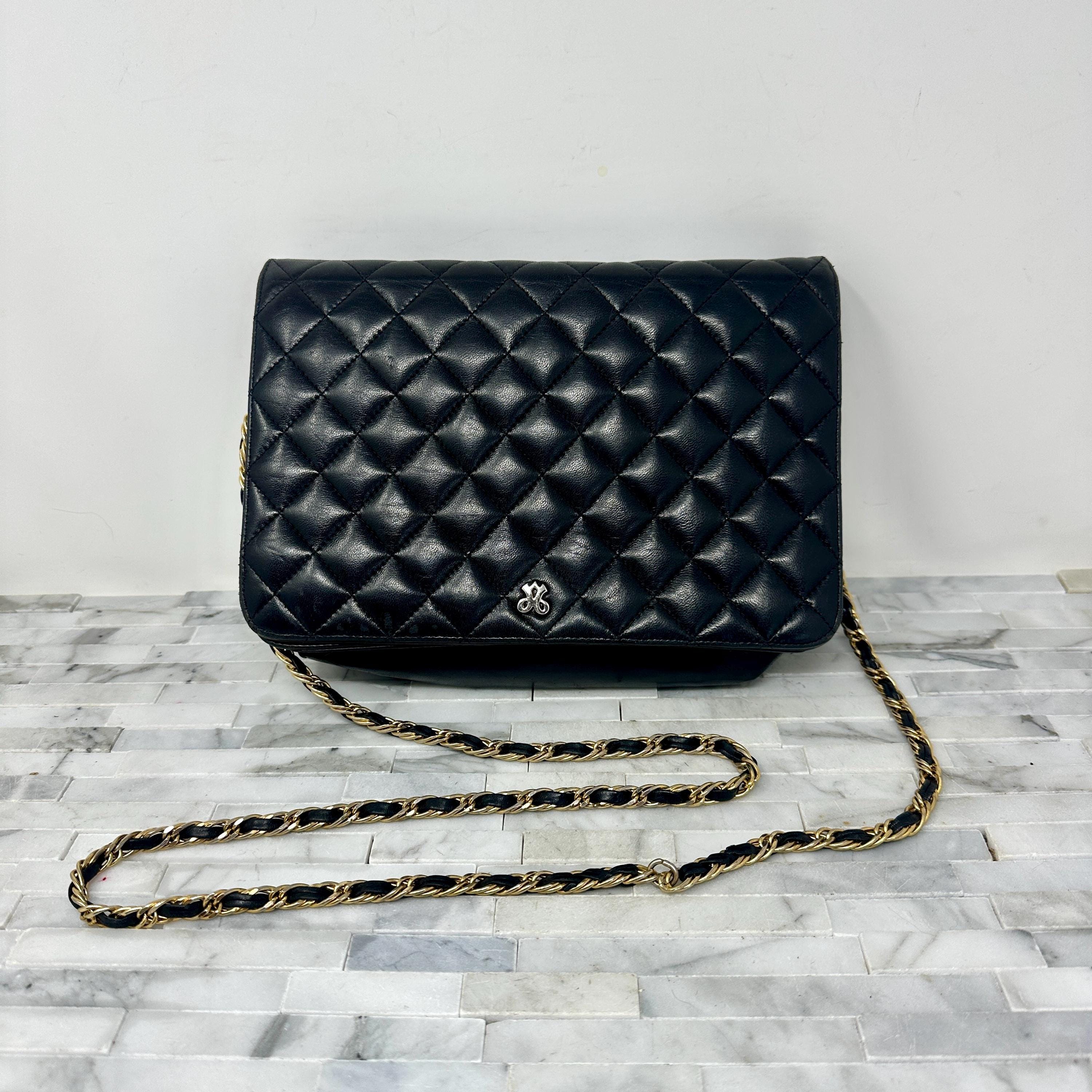 Jay Herbert Black Quilted Leather Shoulder Bag, Vintage Gold 