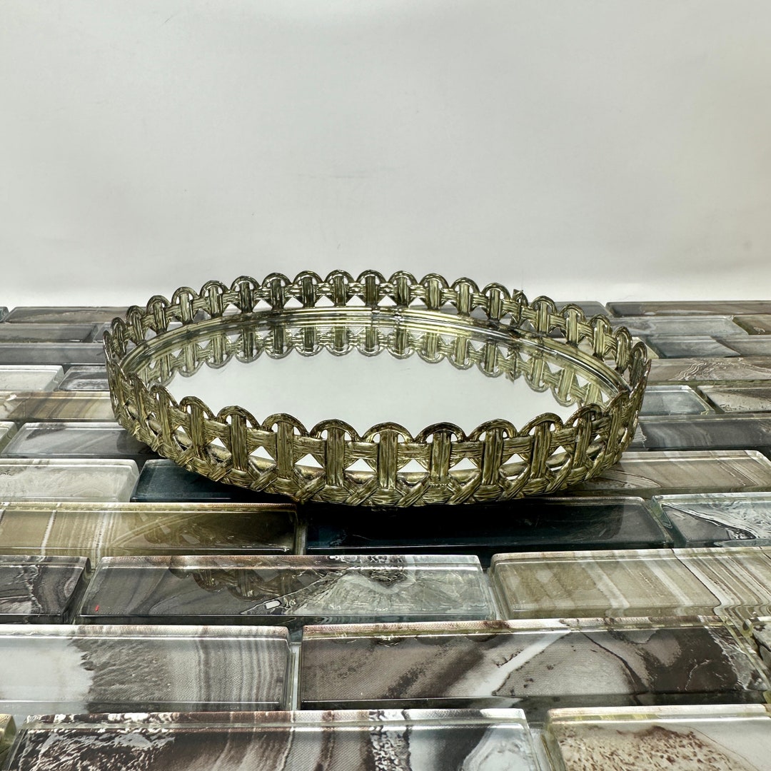 Vintage Mirror Vanity Tray 7 Hollywood Regency Decor Etsy