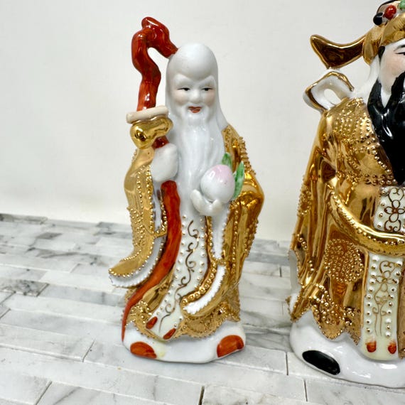 Fu Lu Shou Asian Chinese Three Wise Men 3 Gods Figurine Set