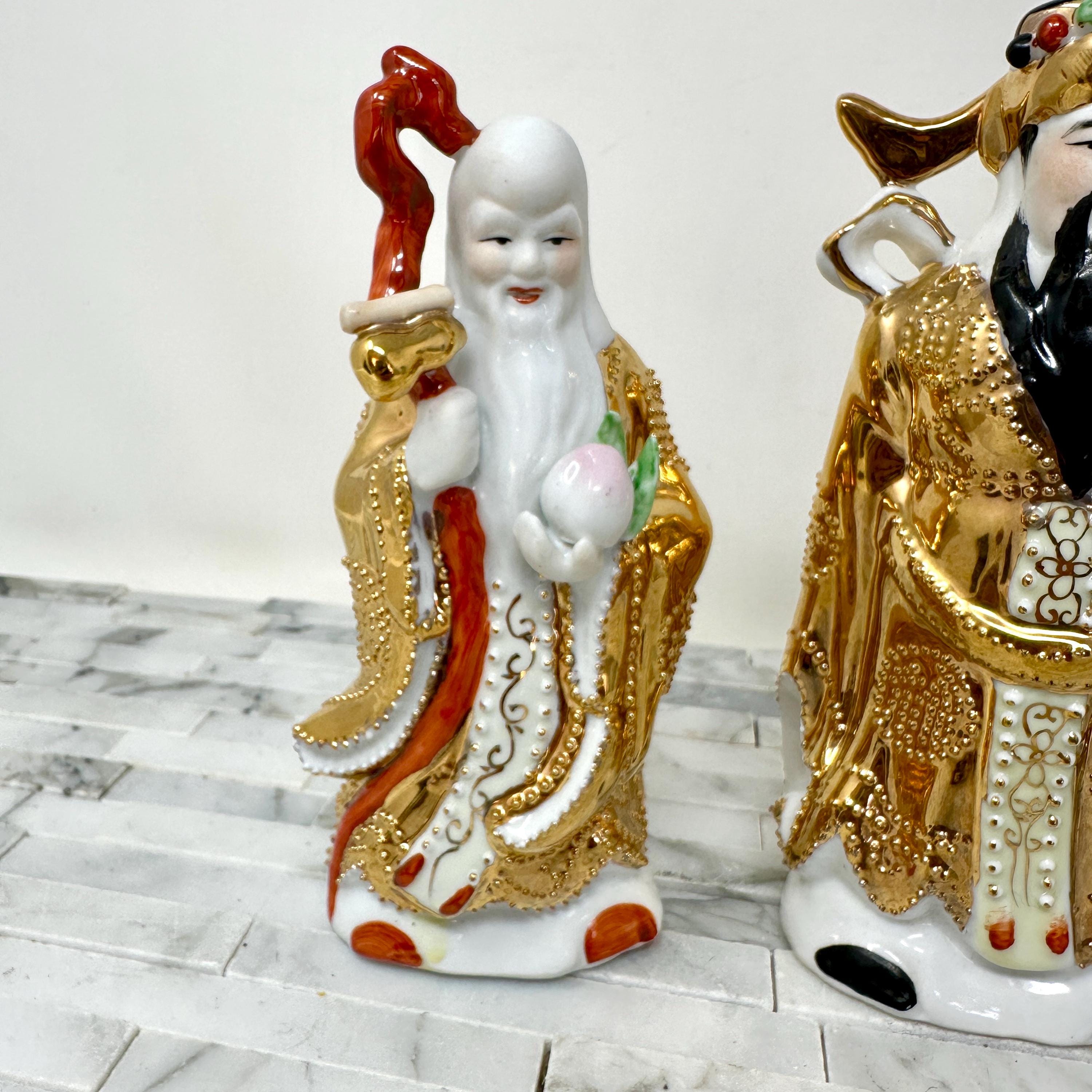 Fu Lu Shou Asian Chinese Three Wise Men 3 Gods Figurine Set