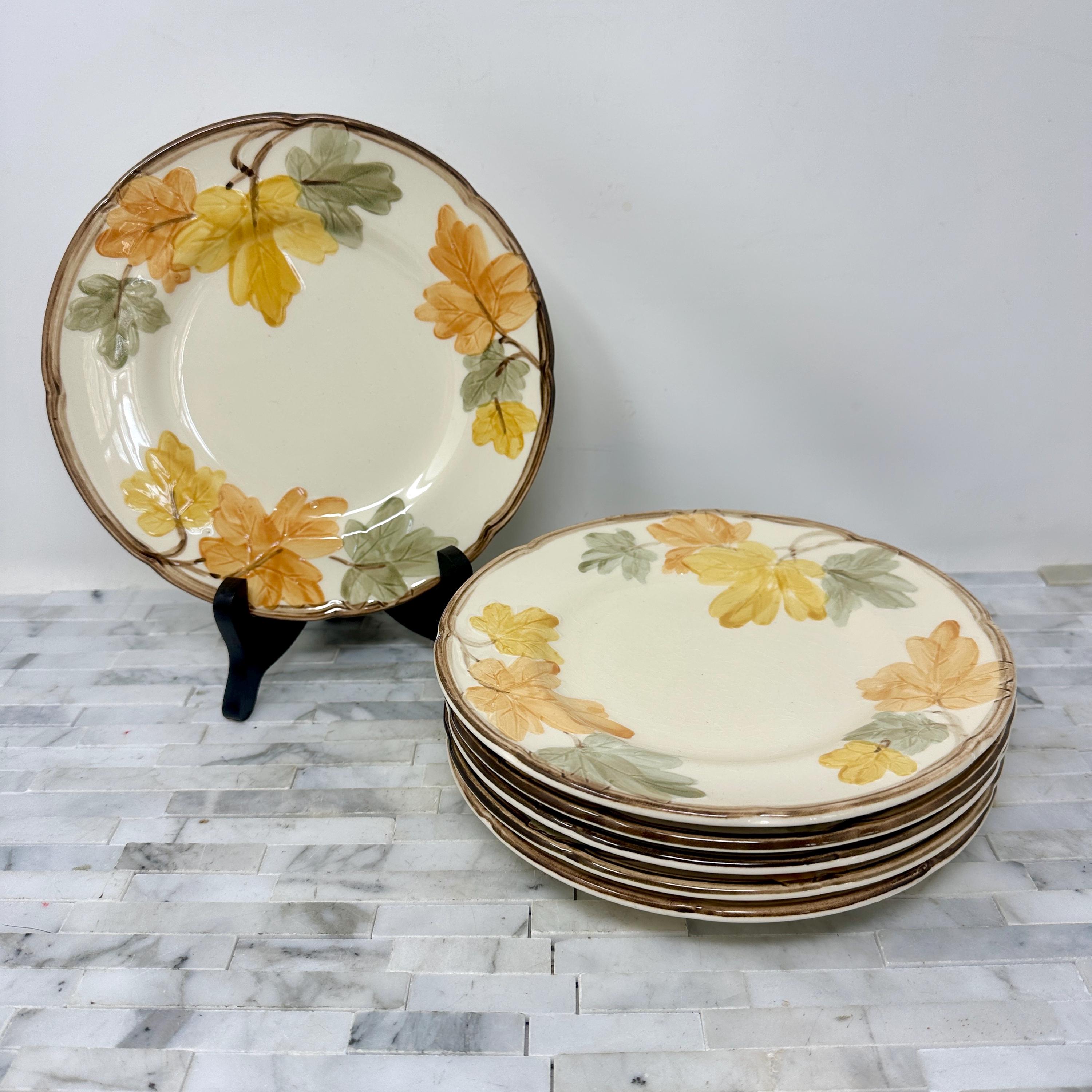 Franciscan October Leaf Salad Plates Set 6, Vintage American Fall