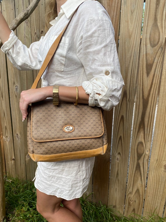 Vintage 1980s Gucci Tan Monogram Crossbody