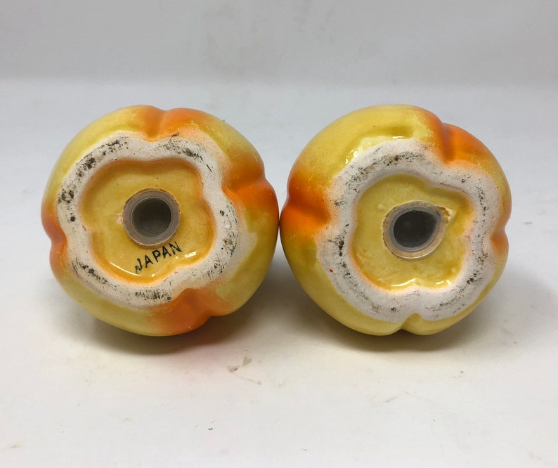1950s Pear Ceramic Salt Pepper Shakers Yellow Fruit Novelty Shakers Vintage Tableware Table Decor