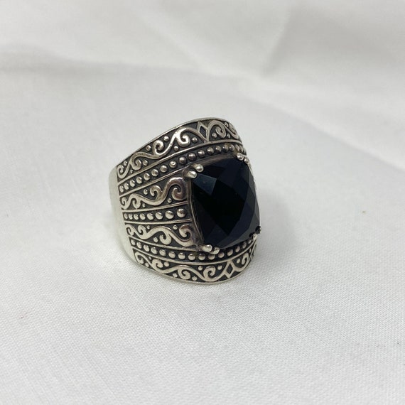 Effy Sterling Silver Onyx Ring Size 6 1/2, Vintag… - image 1