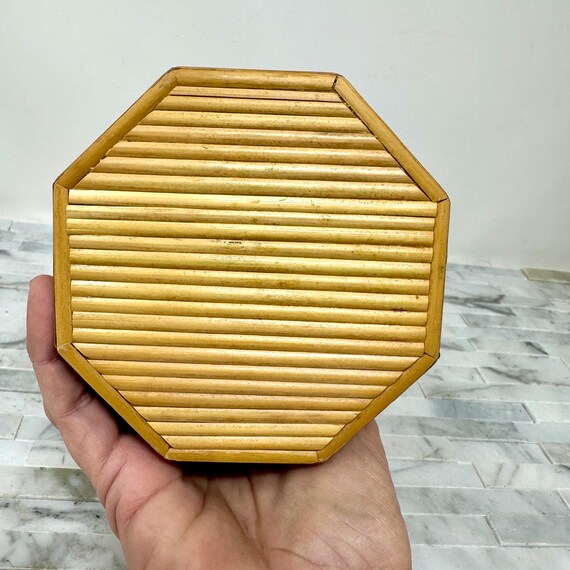 Rattan Pyography Hexagon Nesting Boxes Set 2, Vin… - image 9