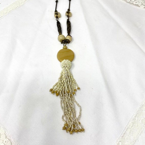 Bohemian Tassel Pendant Necklace, Vintage Boho Co… - image 3