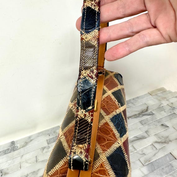 Patchwork Reptile Alligator Leather Box Purse Top… - image 6