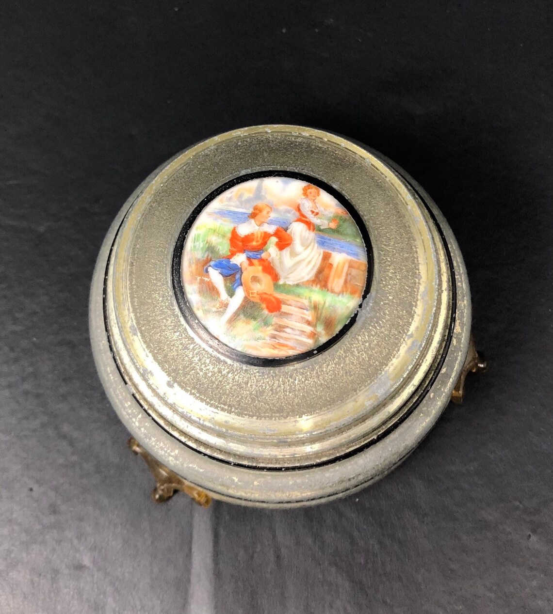 Vintage Powder Puff Music Box 1940s 1950s Vanity Decor Etsy