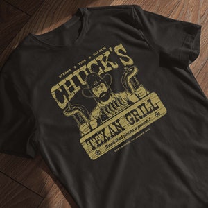 Chuck's Texan Grill T-Shirt: Funny Vintage Graphic Tee