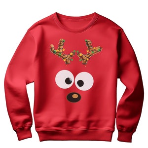 Sudadera navideña con cara de reno: jersey unisex festivo