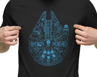 MILLENNIUM FALCON Sketch T-Shirt Men's Nerd Geek Space Shirt Star Wars